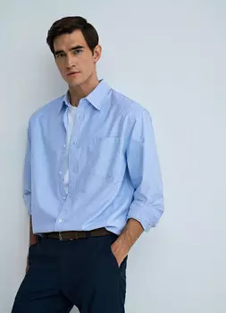 Рубашка из плотного хлопка, Голубой