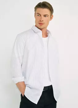 Рубашка из поплина в полоску, Белый