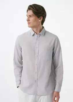 Рубашка из смесового льна, Бежевый