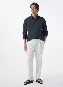 Рубашка из смесового льна, Серый