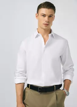 Рубашка из структурной ткани, Белый