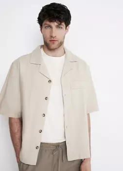 Рубашка из структурной ткани, Бежевый