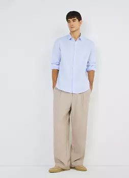 Рубашка из структурной ткани, Голубой