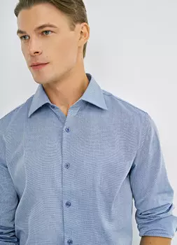 Рубашка из структурной ткани, Синий