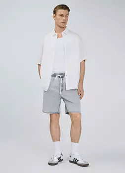 Рубашка из ткани добби с коротким рукавом, Белый