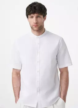 Рубашка из ткани оксфорд с воротником мао, Белый
