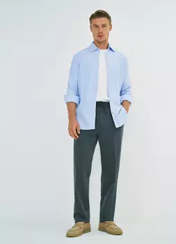 Рубашка из тонкого трикотажа, Голубой