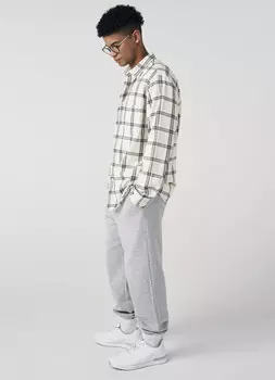 Рубашка из твила в клетку, Белый