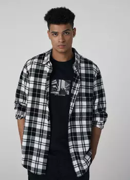 Рубашка из твила в клетку, Серый