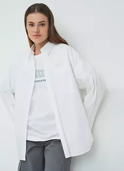 Рубашка оверсайз из хлопка, Белый