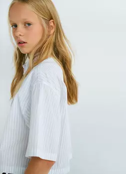 Рубашка с коротким рукавом для девочек, Белый