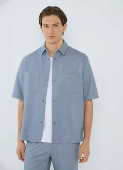 Рубашка с коротким рукавом, Голубой