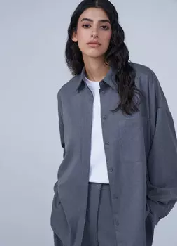 Рубашка с накладным карманом, Серый