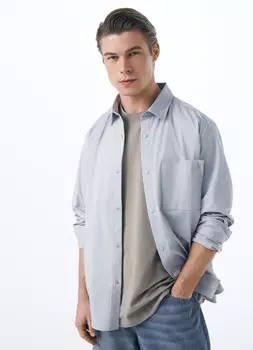 Рубашка с накладным карманом, Серый