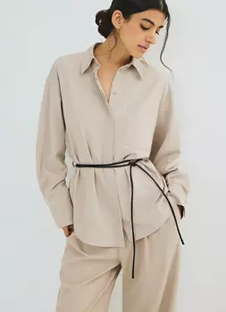 Рубашка с поясом-шнуром, Бежевый
