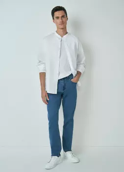 Рубашка с воротником-стойкой, Белый