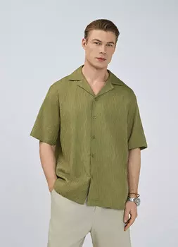 Рубашка из структурной ткани, Желтый