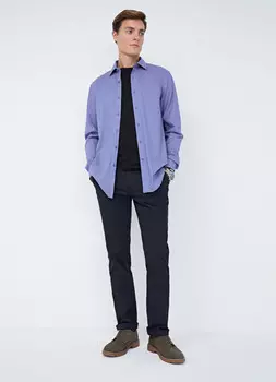 Рубашка Shaped fit из хлопка, Синий