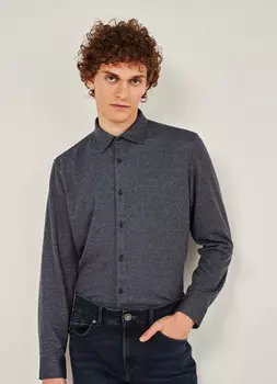 Рубашка Shaped Fit из трикотажа, Синий