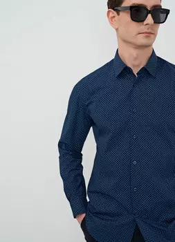 Рубашка Slim fit с принтом, Синий