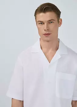 Рубашка со льном, Белый