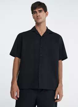 Рубашка со льном, Черный