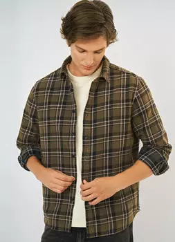 Рубашка в клетку с эффектом стирки, Желтый