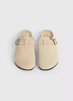 Сабо из натуральной замши, Бежевый