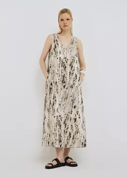 Сарафан А-силуэта с принтом, Бежевый