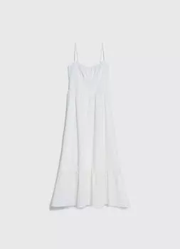 Сарафан из хлопка с вышивкой и воланом, Белый