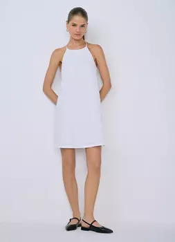 Сарафан мини из вискозы и льна, Белый