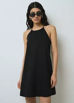 Сарафан мини из вискозы и льна, Черный