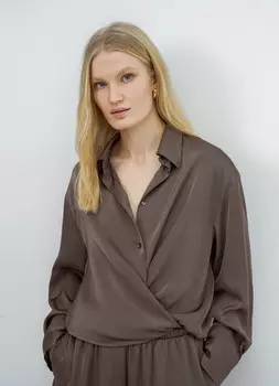 Сатиновая блузка, Коричневый