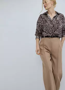 Сатиновая блузка оверсайз, Бежевый