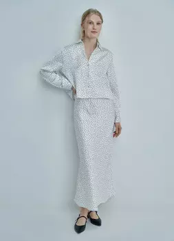 Сатиновая юбка миди, Белый