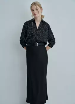 Сатиновая юбка миди, Черный