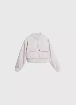 Сатиновый бомбер для девочек, Бежевый