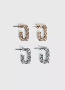 Серьги, 2 пары, Мультицвет