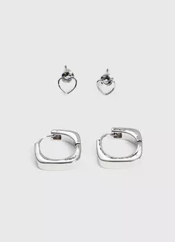 Серьги, 2 пары, Серебряный