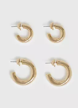 Серьги, 2 пары, Золотой
