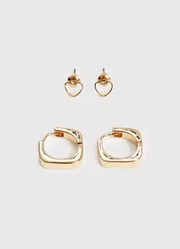 Серьги, 2 пары, Золотой