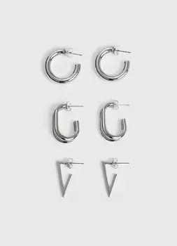 Серьги, 3 пары, Серебряный