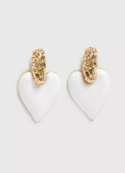 Серьги с сердечками, Белый
