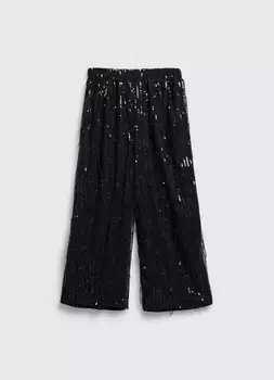 Сетчатые брюки с пайетками для девочек, Черный