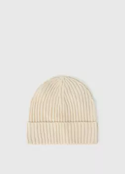 Шапка однотонная с отворотом, Бежевый