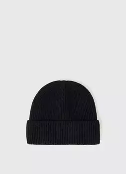Шапка однотонная с отворотом, Черный