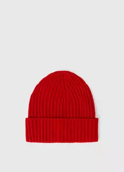 Шапка однотонная с отворотом, Красный