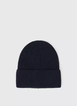Шапка однотонная с отворотом, Синий