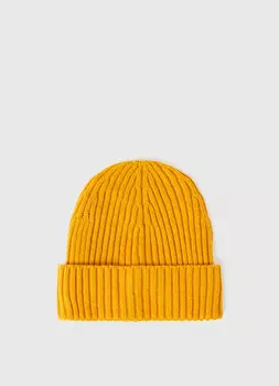 Шапка однотонная с отворотом, Желтый