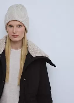 Шапка с отворотом, Бежевый